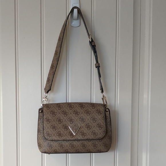 Guess Handbags - Guess Tan Monogram Shoulder Bag